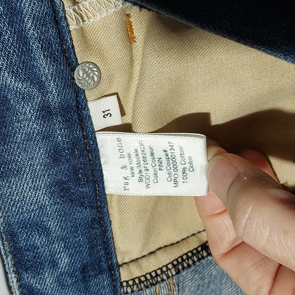 rag & bone Blue Straight Leg Jeans - Picture 7 of 8